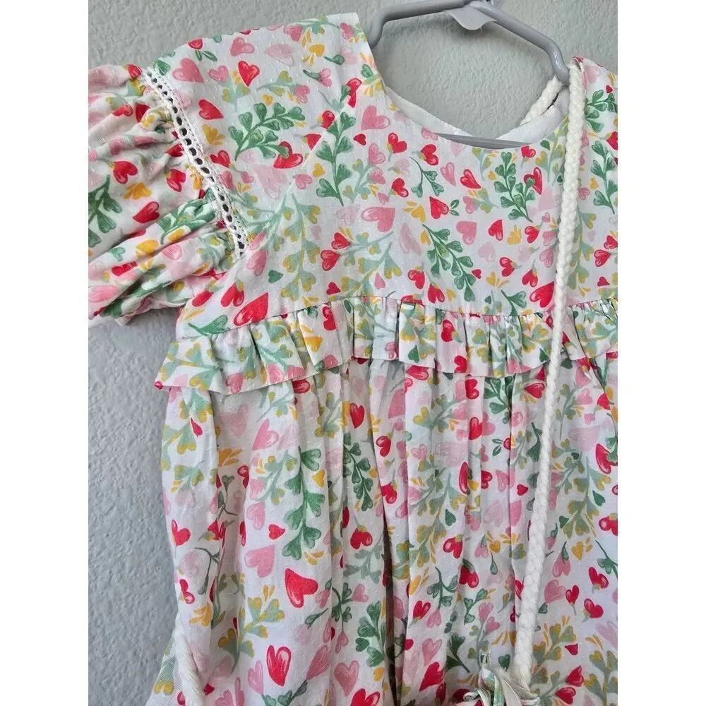 Rachel Zoe Toddler Girl Floral Heart Dress Purse Set 3T Cotton Spring Summer